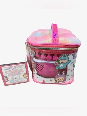 Rainbow Plush Cosmetic Gift Set For Girls With Nail Polish, Lip Gloss, Stickers